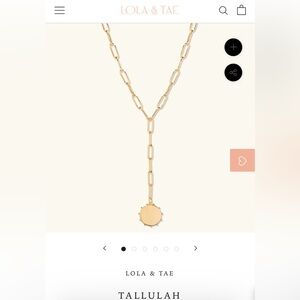 NIB Lola & Tae Tallulah Necklace Pendant Gold